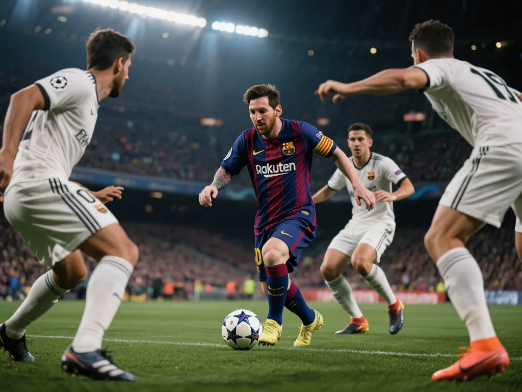 梅西的艺术时刻：四名后卫也挡不住的魔幻进球